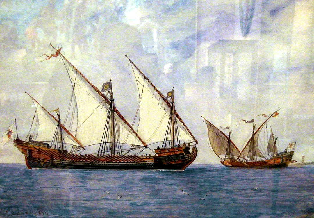 Galease venețiene. Pictură din secolul al XVI-lea aflată la Muzeul Naval din Madrid 