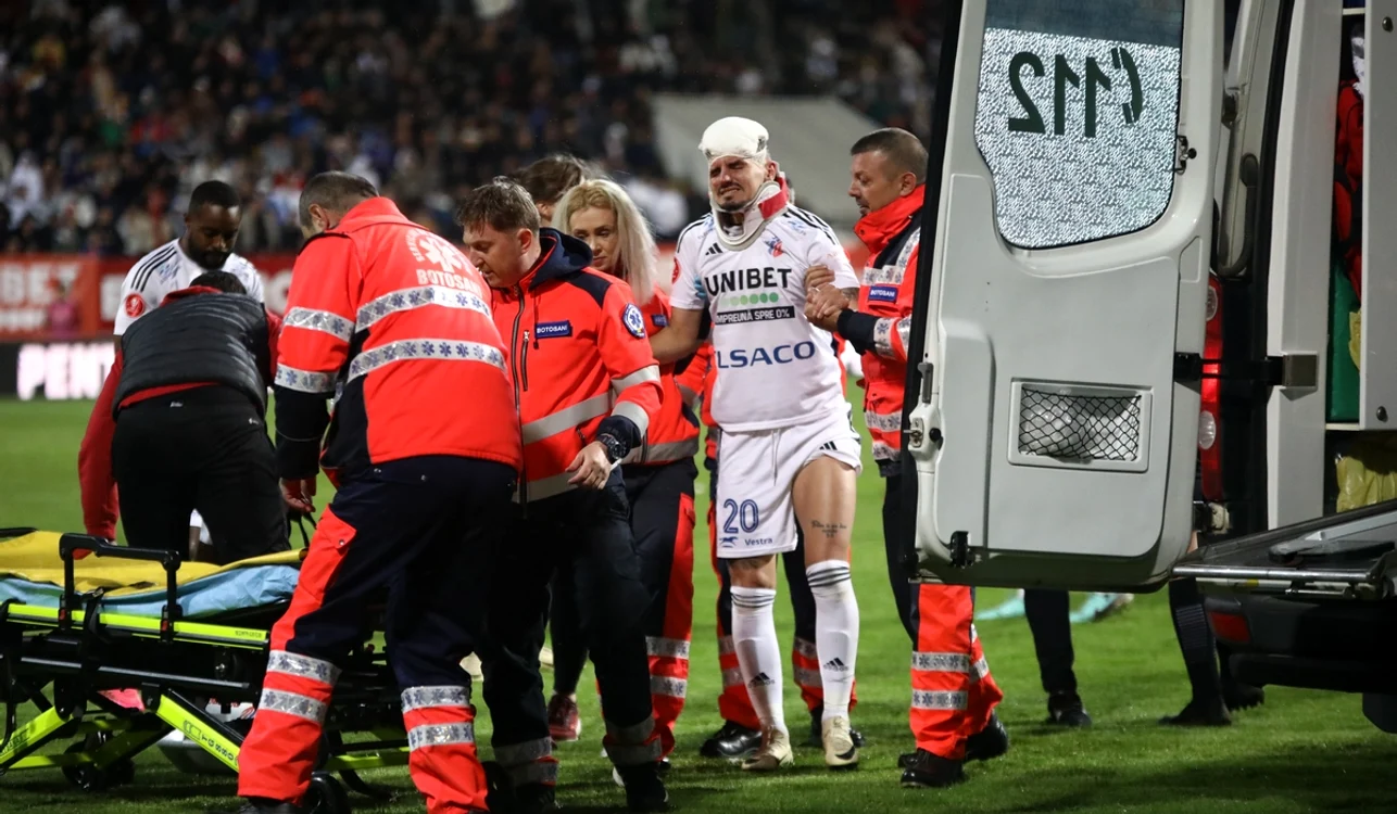 Romario Benzar, accidentat serios în meciul cu Dinamo (FOTO: Sportpictures)