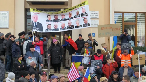 Protest  la Bârlad din cauza taxelor mărite FOTO: Facebook/ Liviu Focsa
