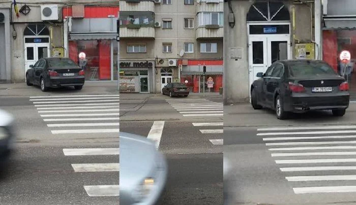 Imaginea cu BMW-ul parcat la intrarea în bloc nu mai are nevoie de comentarii FOTO Cristian Chira