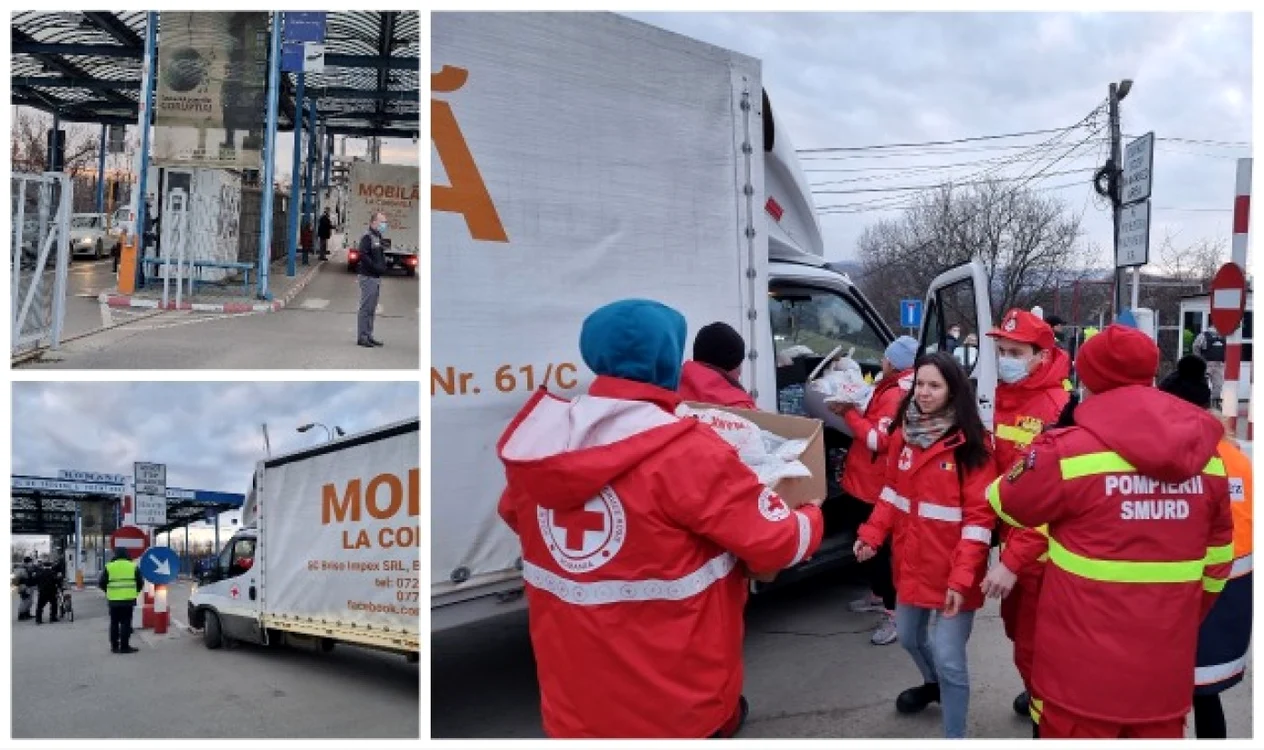Doi voluntari din municipiul bihorean Beiuş au reuşit să ducă în Ucraina produse alimentare şi de igienă, cu ajutorul Crucii Roşii FOTO: Sorin Brişcan