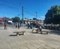 Centrul orașului Galați, oameni evacuați după ce o dronă a lovit un imobil  Foto: C. Mazilu