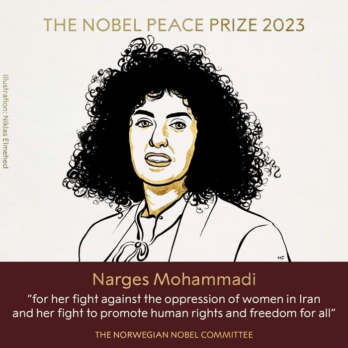 Narges Mohammadi - Premiul Nobel pentru Pace 2023 - Foto Facebook Nobel Prize