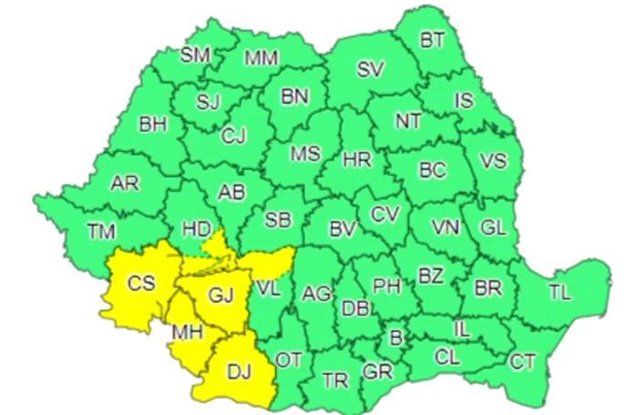 Cod galben de ploi torențiale în 6 județe FOTO meteoromania.ro