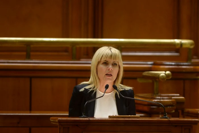 Elena Udrea, în timpul discursului din faţa parlamentarilor FOTO Mediafax