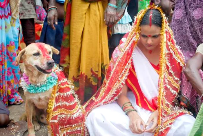 Mangli şi câinele au fost căsătoriţi în cadrul unui ritual hindus