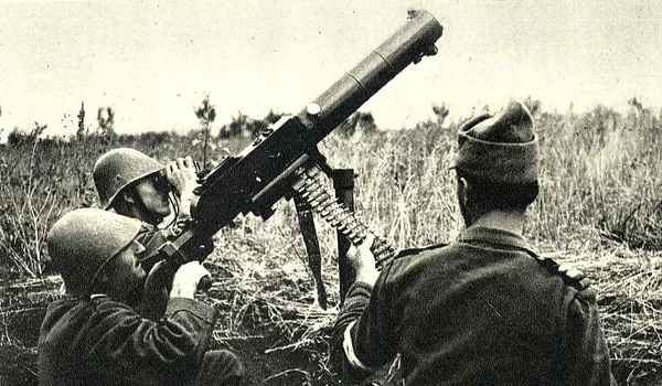 Un punct de apărare antiaeriană al soldaților români