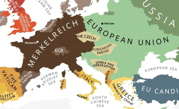 Europa, în viziunea americanilor. Hartă concepută de Yanko Tsvetkov FOTO alphadesigner.com