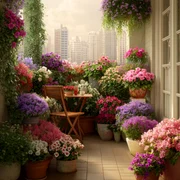 Balcoane, terase și fațade luxuriante cu plante și flori în ghiveci Sursă Ideal House