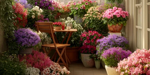 Balcoane, terase și fațade luxuriante cu plante și flori în ghiveci Sursă Ideal House