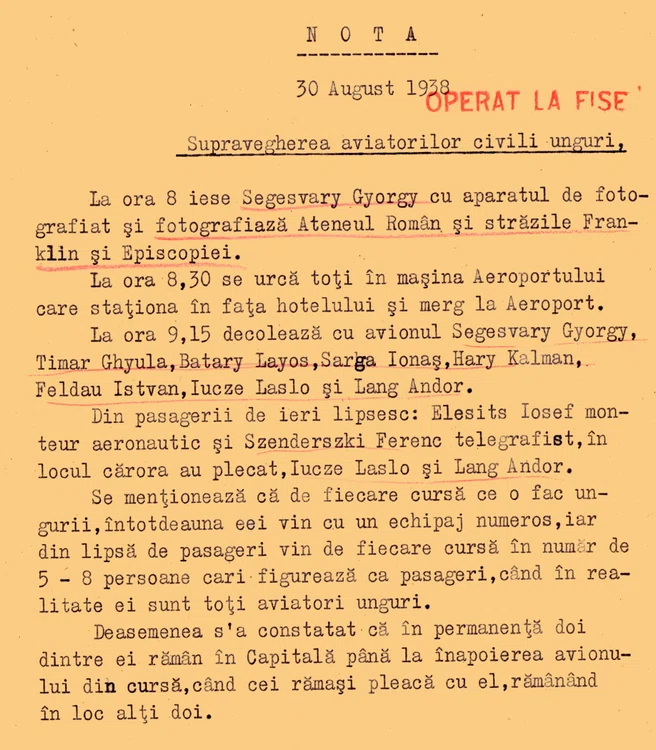 Document al structurilor informative din anii interbelici. Sursa: arhive SRI