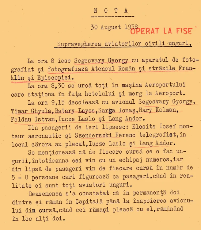 Document al structurilor informative din anii interbelici. Sursa: arhive SRI