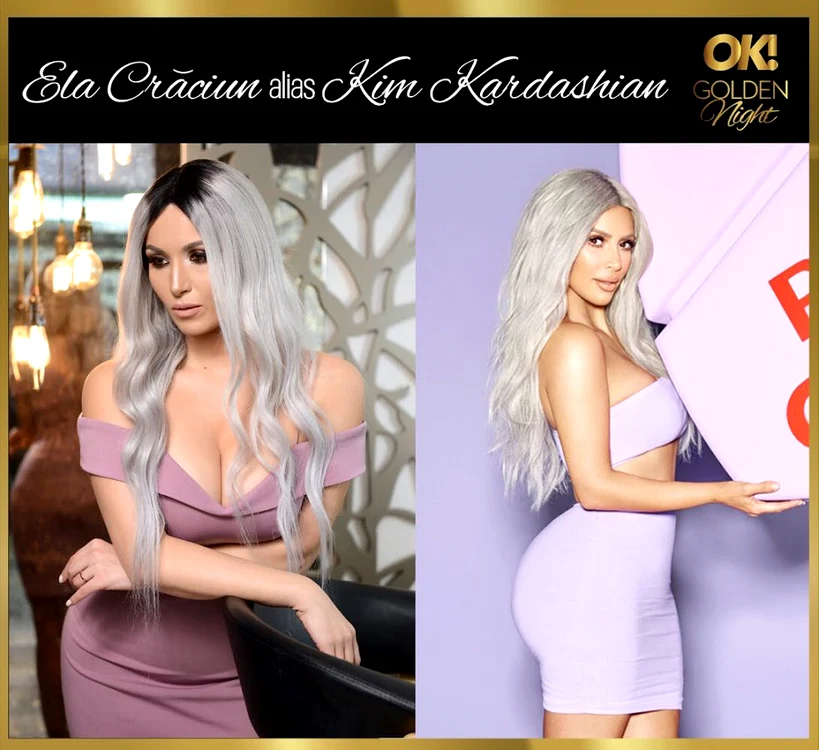 Ela Crăciun a purtat o perucă blondă pentru a se transforma în Kim Kardashian