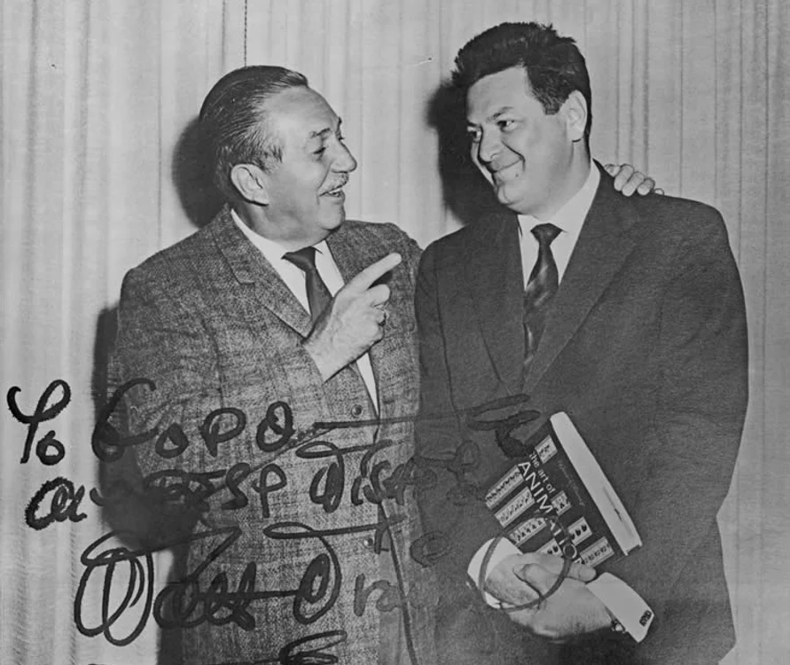 Walt Disney și Ion Popescu Gopo, la începutul anilor '60. FOTO: Revista Cinema