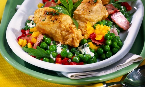 Fried Chicken Legs with Peas jpeg