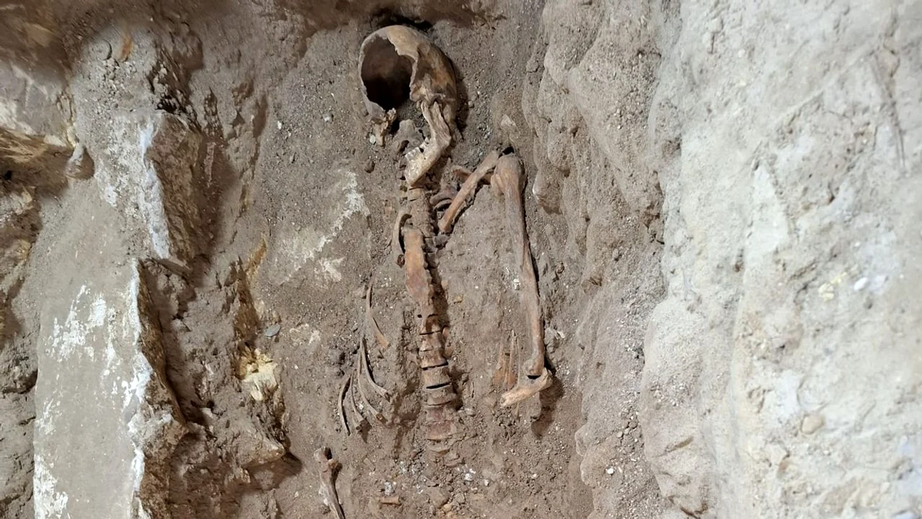Rămășițele umane descoperite sub podeaua bisericii din Maastricht (© Stichting 6213HL)