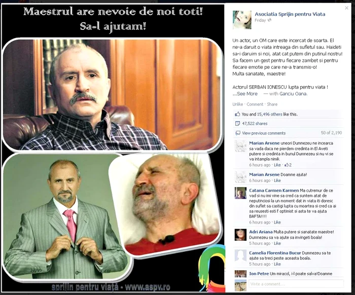 Pagina a înregistrat, până ieri la prânz, peste 45.000 de susţinători,