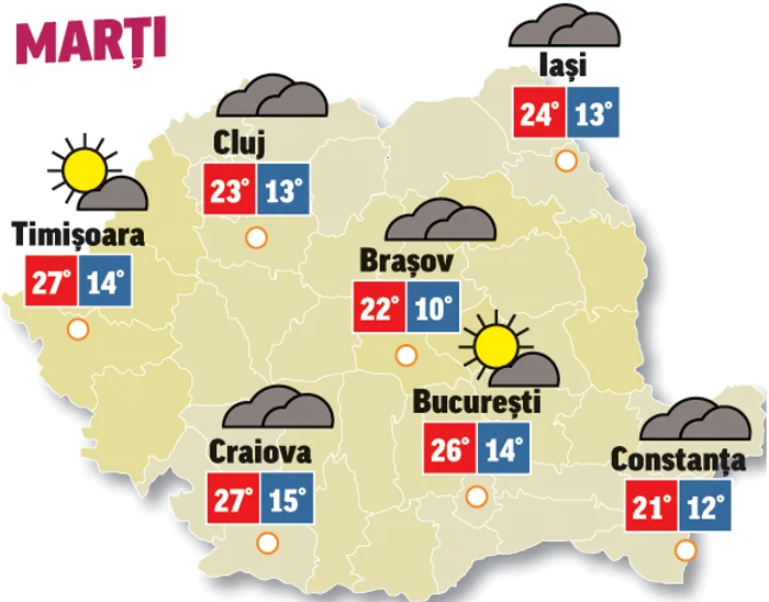 Prognoza meteo 5 mai anunță vreme caldă dar și nori