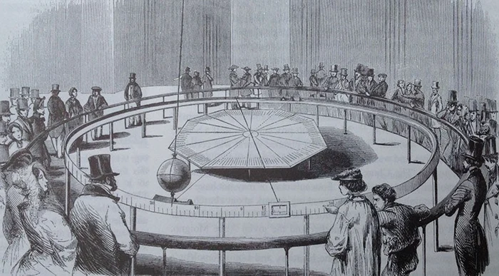 Experimentul din 1851, cu celebrul pendul. Foto Facebook