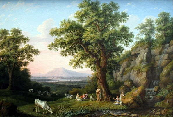 Peisaj din Arcadia. Pictură de Jacob Philipp Hackert (© Alte Nationalgalerie / Wikimedia Commons)