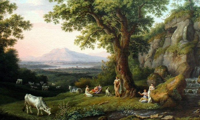 Peisaj din Arcadia. Pictură de Jacob Philipp Hackert (© Alte Nationalgalerie / Wikimedia Commons)