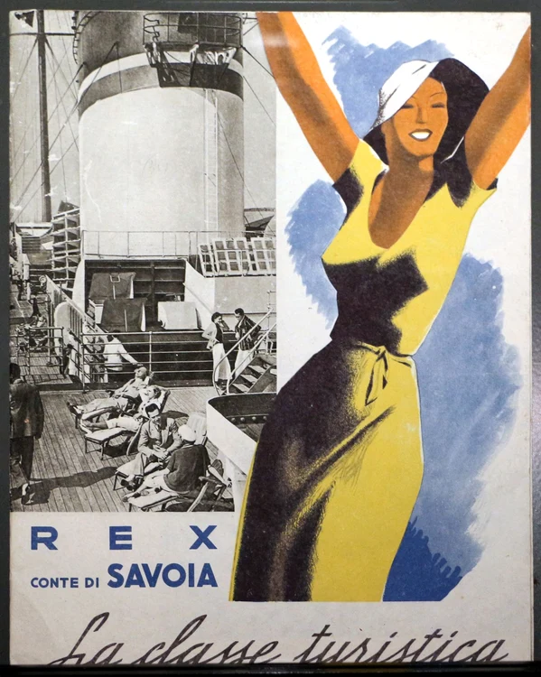 Afiș publicitar pentru navele Conte di Savoia și Rex, din 1932 