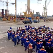 Protest la Șantierul Naval Damen Mangalia  Sursă BNS mp4 thumbnail png