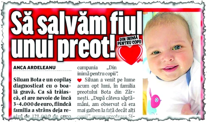 Pentru acest bebeluş de opt  luni s-au strâns 3.000 de lei  la restaurantul Riviera. Siluan are nevoie de bani  pentru transplant de ficat