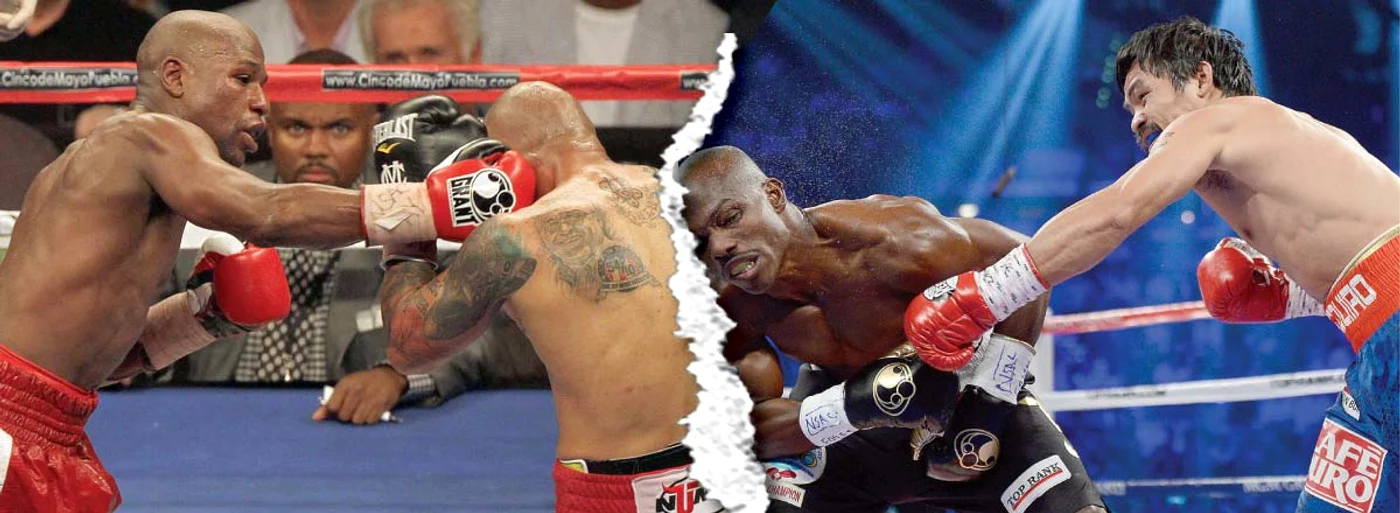 
     Floyd Mayweather şi Manny Pacquiao. Foto: Photoland / Corbis / Guliver / GettyImages  