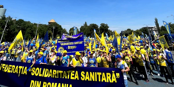 protest si mars al medicilor din Federatia Solidaritatea Sanitara din Romania Foto FSSR jpeg