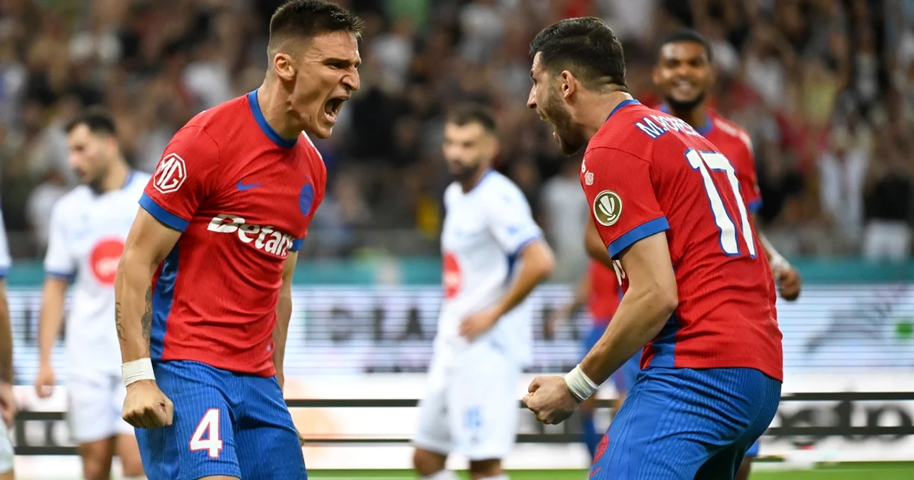 Calificarea campioanei în play-offul Europa League s-a văzut până la urmă la TV. Foto Facebook FCSB