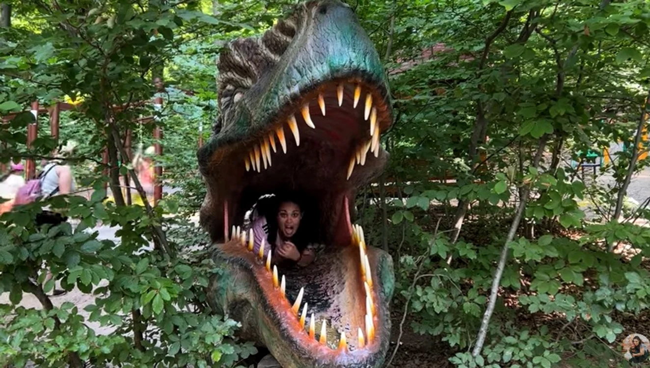 Turiștii s-au distratla Dino Park Râșnov Foto: Wity Travels/Youtube