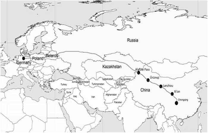 Traseul Duisburg (Germania) - Chongqing (China)