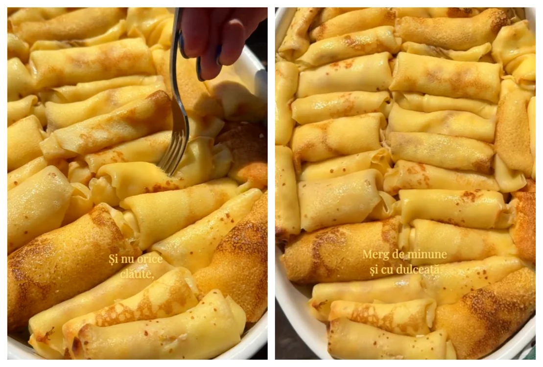 Clătite umplute la cuptor / FOTO: Colaj captură video TikTok