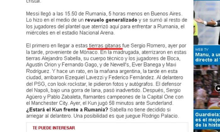 
    Pasajul jignitor din "Clarin“ (sursa foto: Dolce Sport)  