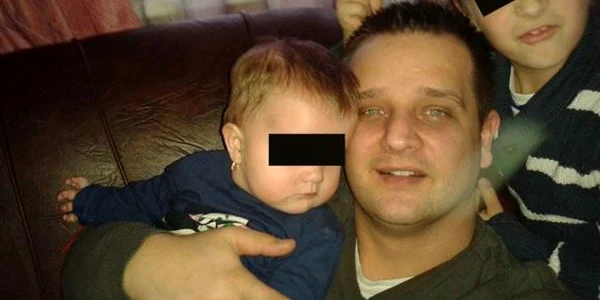 Alin Mazilu alături de fetiţa şi de băieţelul său - sibianul care si-a violat fetita 