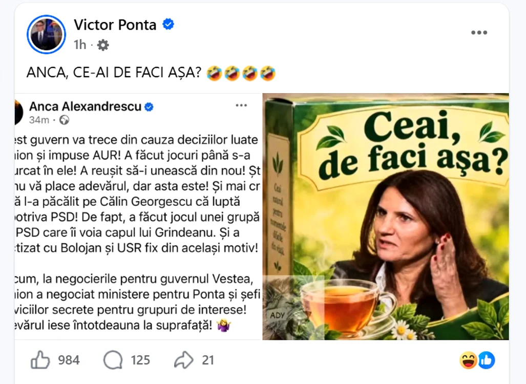 Postarea lui Victor Ponta. 