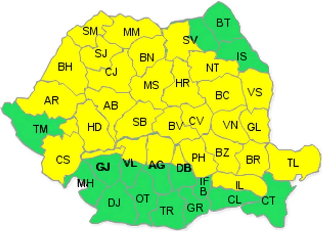 
    Avertizarea, valabilă pentru 31 de județe  