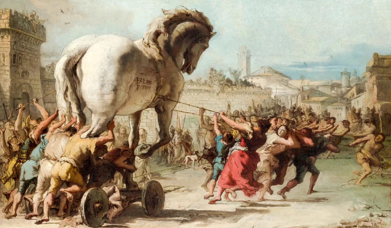 Pictura cu Calul Troian de Giovanni Domenico Tiepolo de la Galeria Națională Londra Foto AdobeStock