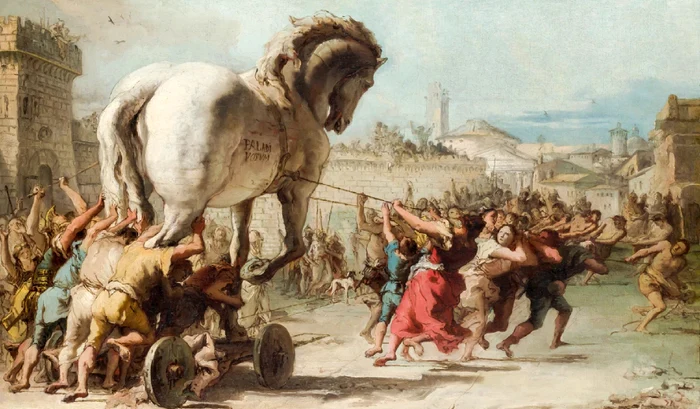 Pictura cu Calul Troian de Giovanni Domenico Tiepolo de la Galeria Națională Londra Foto AdobeStock