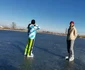 Lacul de lângă Timişoara a devenit patinoar natural FOTO Ş.Both