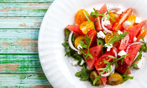 29436872 tomato and watermelon salad with feta and balsamic sauce jpeg