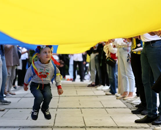 Copilul unui soldat urainean FOTO AFP
