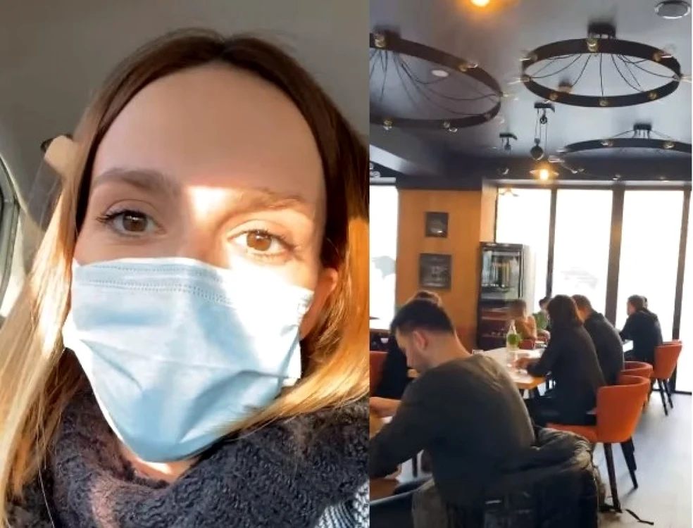 Consilierul USR Ana Munteanu a descins cu jandarmii într-un restaurant din Timişoara FOTO Facebook/Ana Munteanu