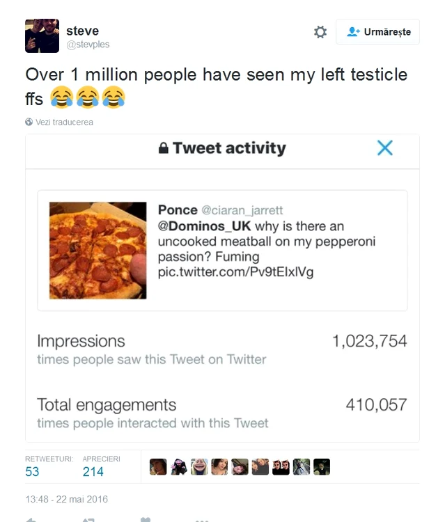 Și-a pus testiculul pe pizza și s-a fotografiat