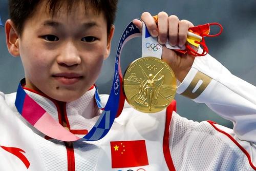 Hongchan Quan face sărituri în apă de la 7 aniFoto: EPA-EFE