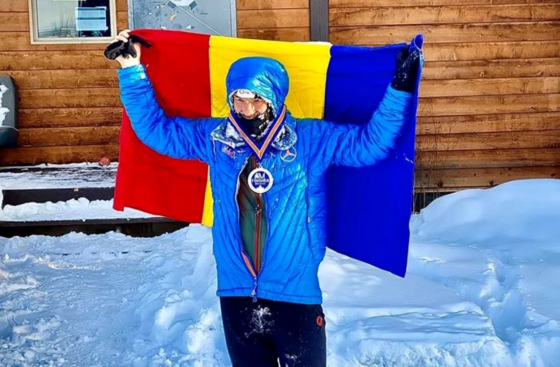 Tibi Uşeriu la finişul ultramaratonului din Canada FOTO Facebook/ Montane Yukon Arctic Ultra