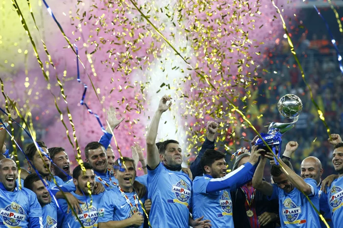 Elevii lui Gâlcă au fost bucuroşi după meciul Steaua - Pandurii din finala Cupei Ligiifoto: David Muntean