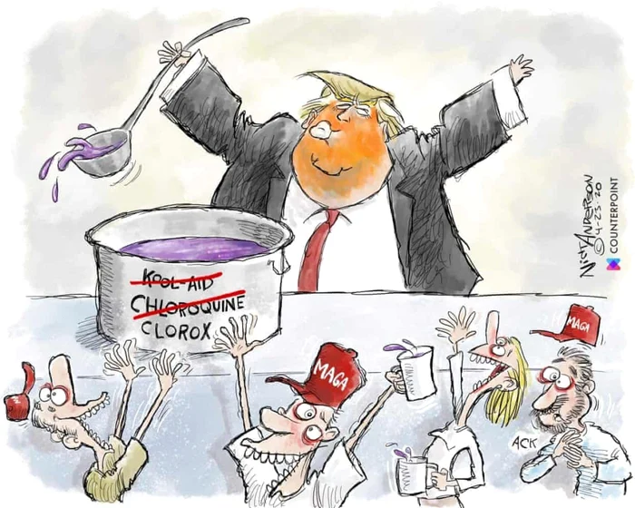 „Cultul lui Trump”, caricatură realizată de Nick Anderson FOTO Nick Anderson