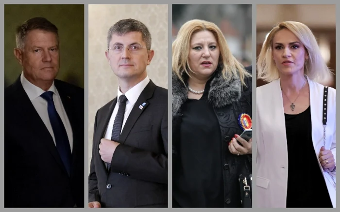 Klau Iohannis, Dan Barna, Diana Şoşoacă şi Gabriela Firea. Foto Mediafax şi Inquam Photos (colaj Adevărul)